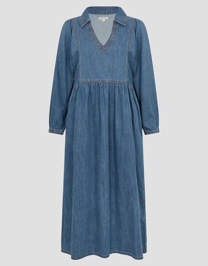 Wilma Long Sleeve Denim Midi Dress, Blue (DENIM BLUE), large