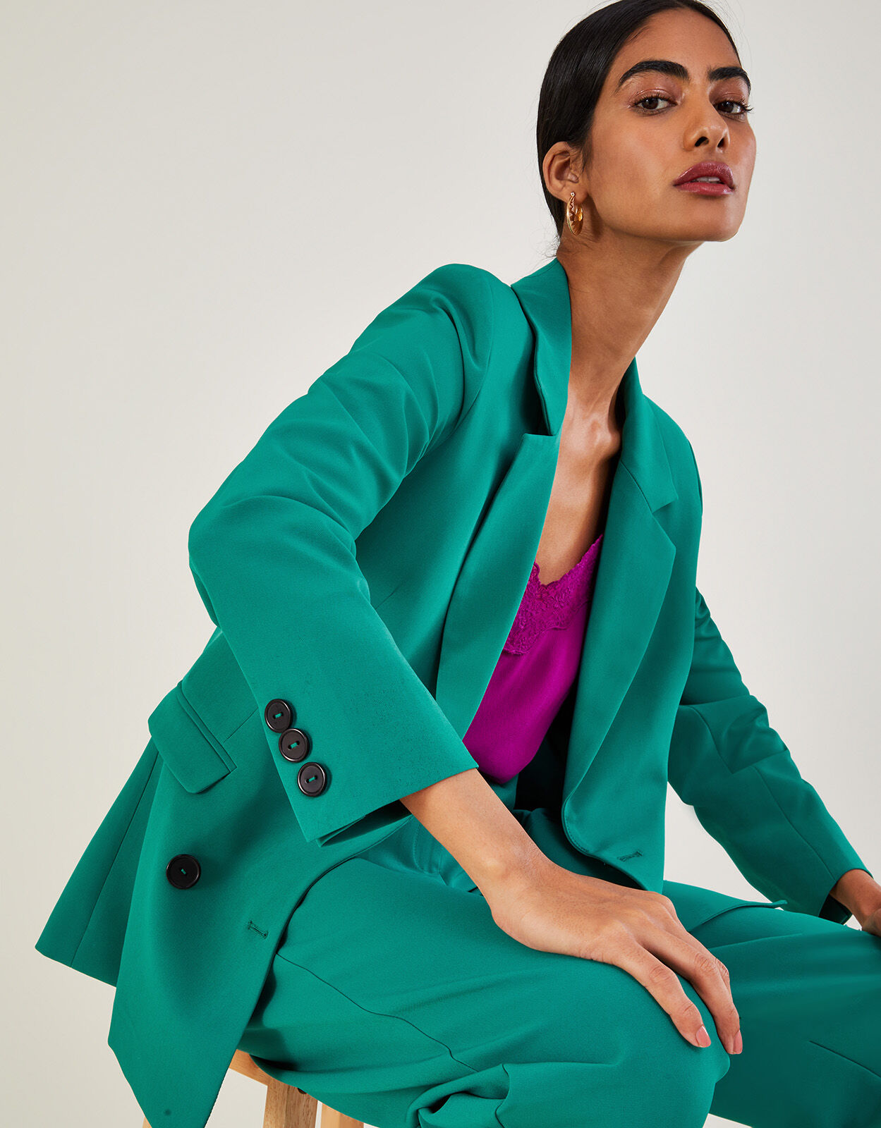 Green linen online jacket womens