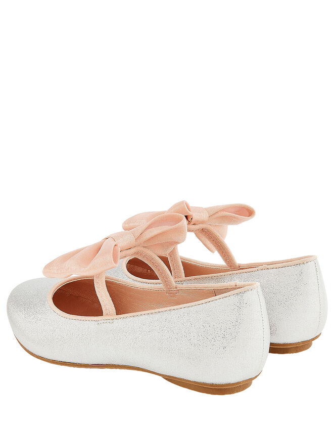 Samira Bow Glitter Ballerina Shoes, Silver (SILVER), large