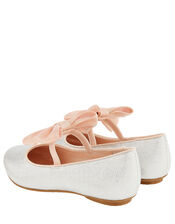 Samira Bow Glitter Ballerina Shoes, Silver (SILVER), large