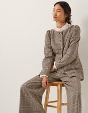 Carmen Check Wide Leg Trousers, Natural (NATURAL), large