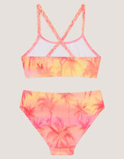 Palm Print Braided Bikini Set, Orange (ORANGE), large