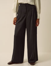 Maisie Satin Wide Leg Trousers, Black (BLACK), large