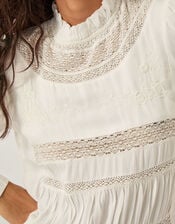 Lila Embroidered Lace Panel Blouse, Ivory (IVORY), large