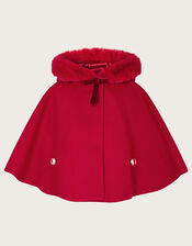 Baby Faux Fur Hooded Cape, Red (RED), large