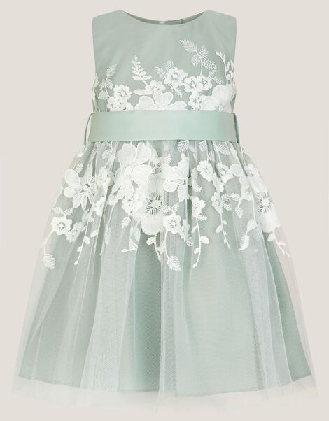 Baby Felicity Embroidered Floral Dress, Green (SAGE), large