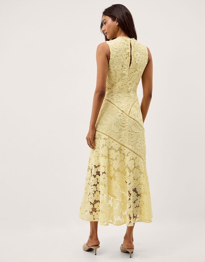 Gianna Sleeveless Lace Midi Dress, Yellow (YELLOW), large