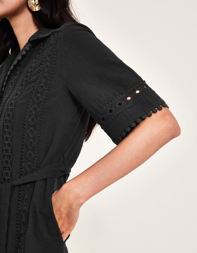 Amelia Shirt Dress, Black (BLACK), large