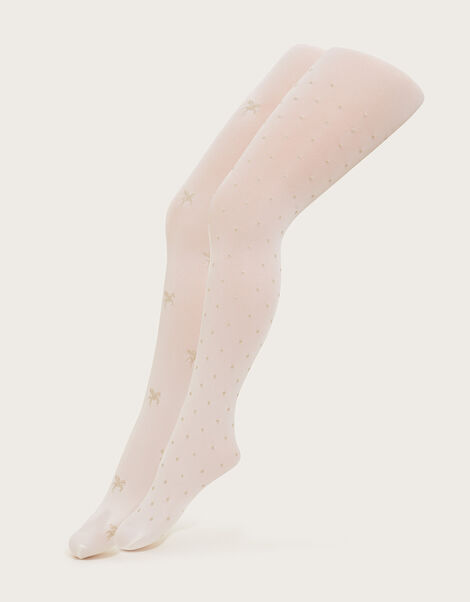 Glitter Tights Set of Two, Ivory (IVORY), large