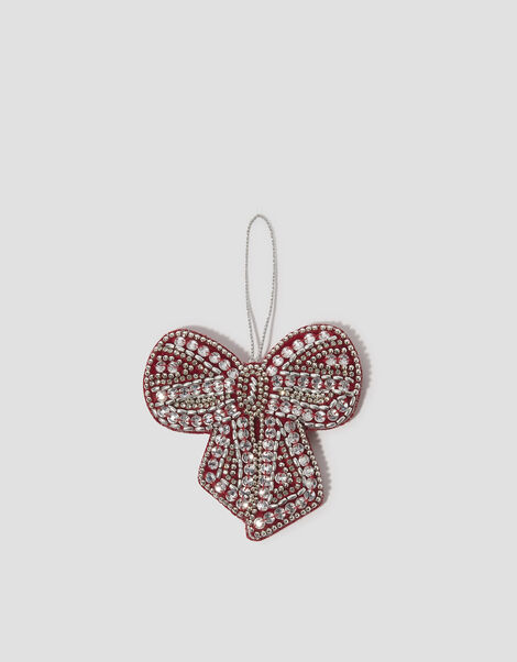 Embellished Bow Christmas Tree Decoration, Red (RED), large