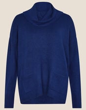 Cowl Neck Cosy Jumper , Blue (COBALT), large