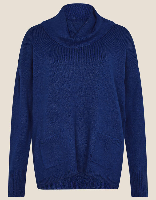 Cowl Neck Cosy Jumper , Blue (COBALT), large