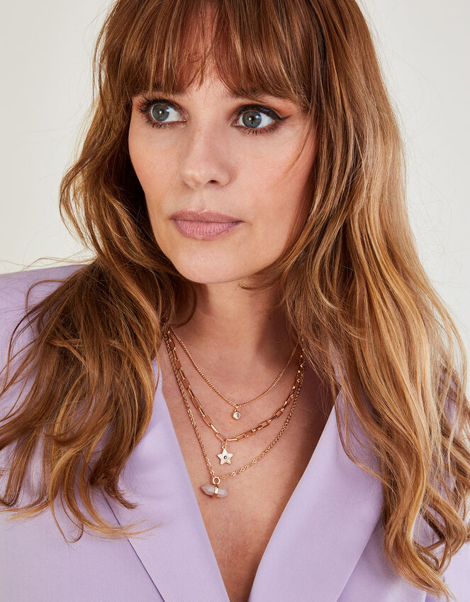 Stone Layered Necklace, , large