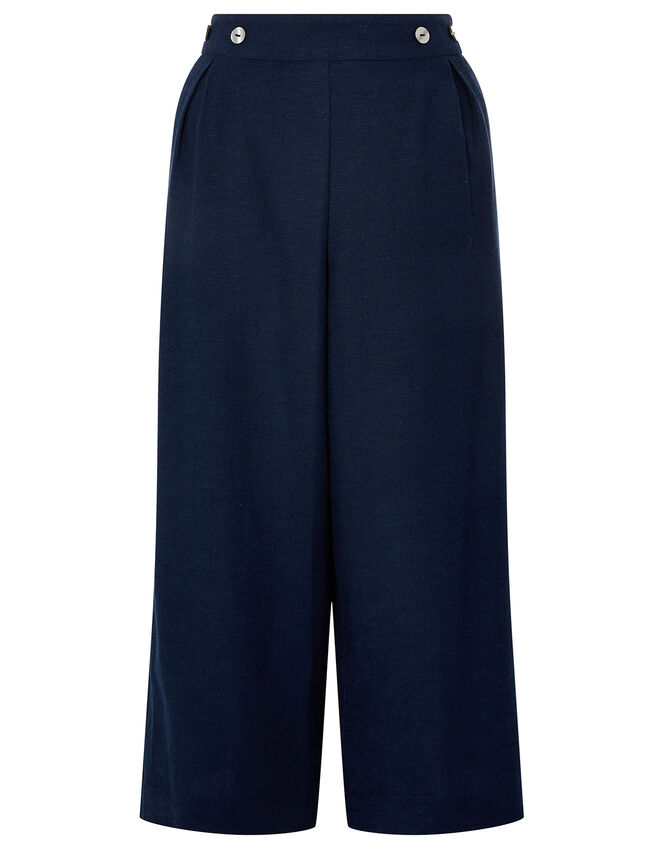 Cropped Trousers in Linen Blend Blue