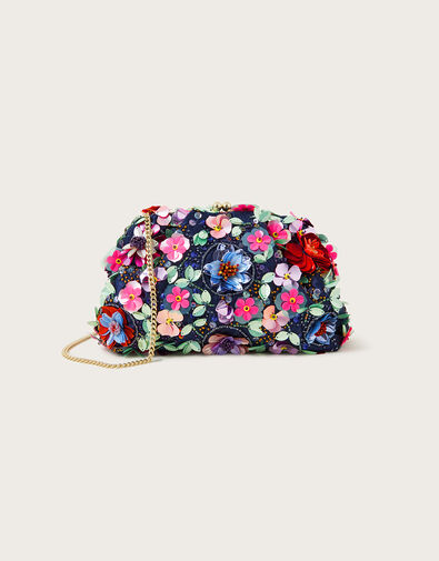 Floral Embellished Clutch Bag, , large