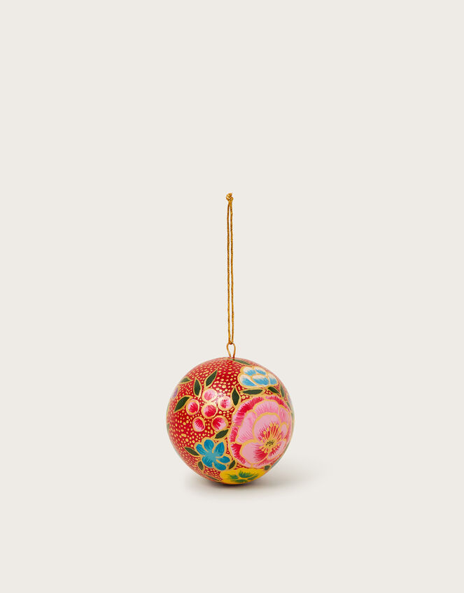 Hand Painted Floral Bauble, Red (RED), large
