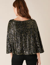 Sabrina Sequin Cape Top, Gold (GOLD), large