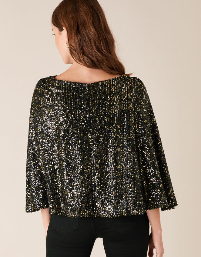 Sabrina Sequin Cape Top, Gold (GOLD), large