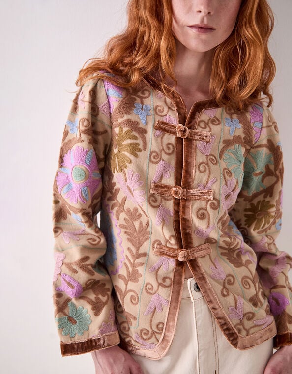 East Calla Embroidered Jacket, Camel (BEIGE), large