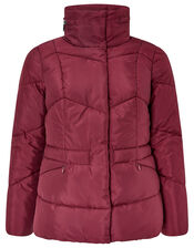 Elizabeth Padded Jacket in Recycled Fabric, Red (BERRY), large