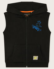 Sleeveless Zip-Up Hoodie , Black (BLACK), large