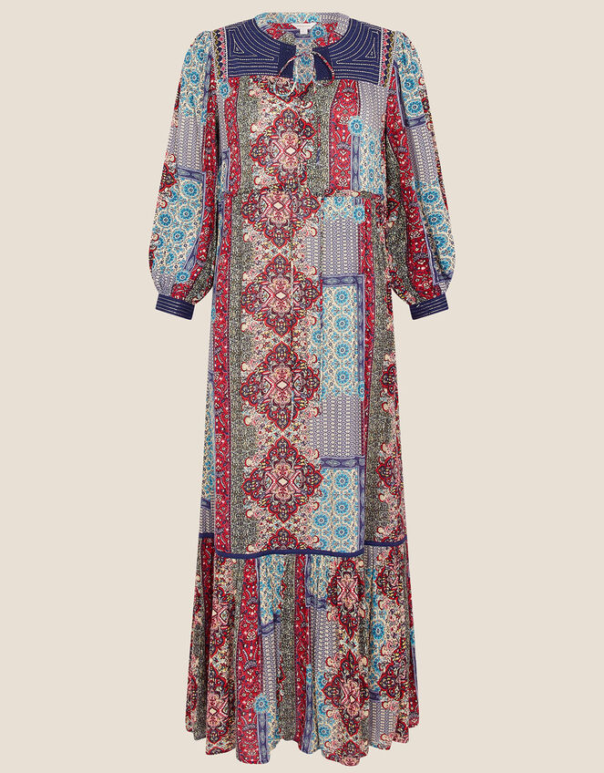 Margaux Tile Print Smock Midi Dress in LENZING™ ECOVERO™, Blue (BLUE), large