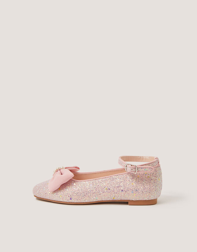 Bow Glitter Ballet Flats, Pink (PINK), large