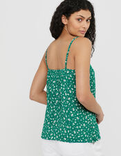 Poppy Floral Cami Top with Sustainable Viscose, Green (GREEN), large