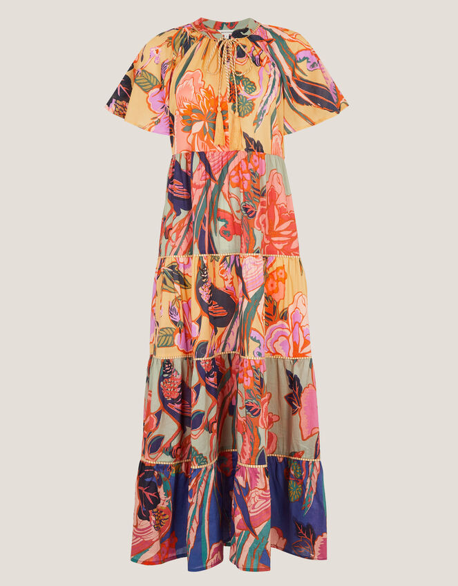 Carmen Floral Tiered Midi Dress, Multi (MULTI), large