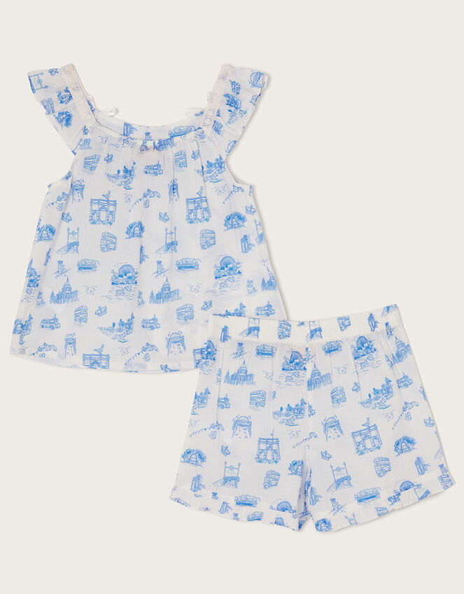 London Print Summer Short Pyjama Set, Ivory (IVORY), large