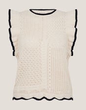 Ray Ruffle Knitted Tank Top, Ivory (IVORY), large