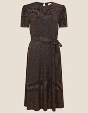 Felicity Metallica Flare Fit Dress, Black (BLACK), large