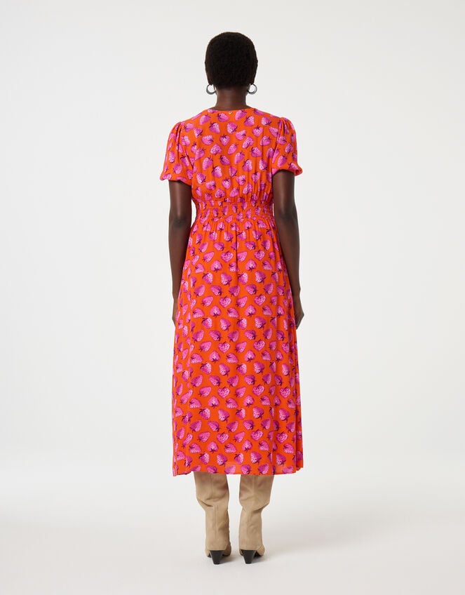 Fabienne Chapot Bonna Strawberry Print Midi Dress, Orange (ORANGE), large