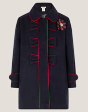 Piped Bow Coat, Blue (NAVY), large