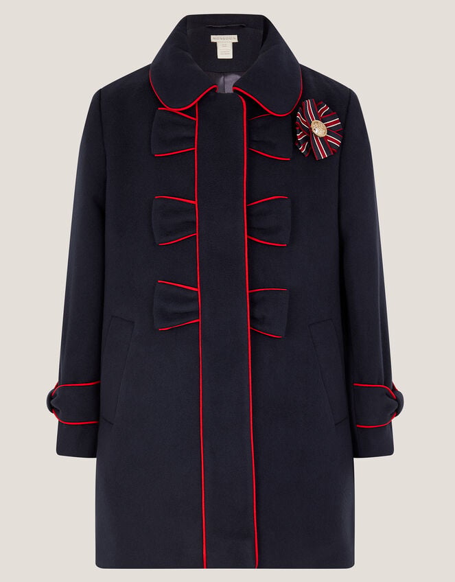 Piped Bow Coat, Blue (NAVY), large