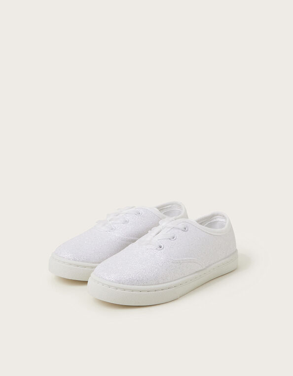 Glitter Pump Trainers, Ivory (IVORY), large