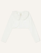 Super Soft Faux Fur Collar Cardigan, Ivory (IVORY), large