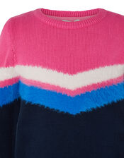 Celeste Chevron Knit Jumper, Pink (PINK), large