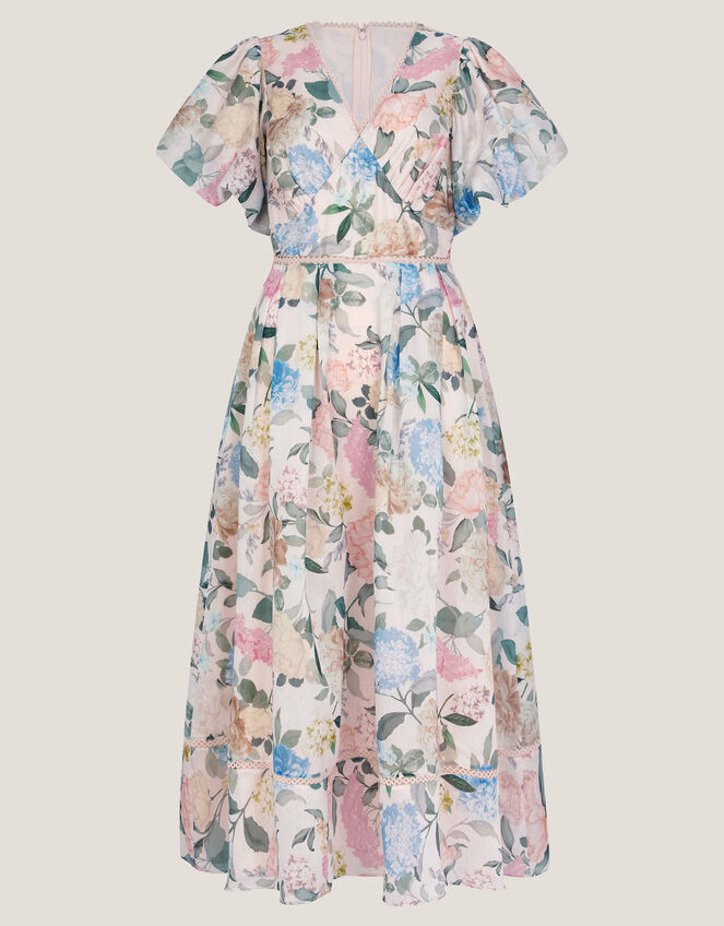 Agnes Floral Puff Sleeve Midi Dress, Pink (PALE PINK), large
