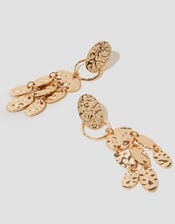 Hammered Disc Tassel Drop Earrings, , large