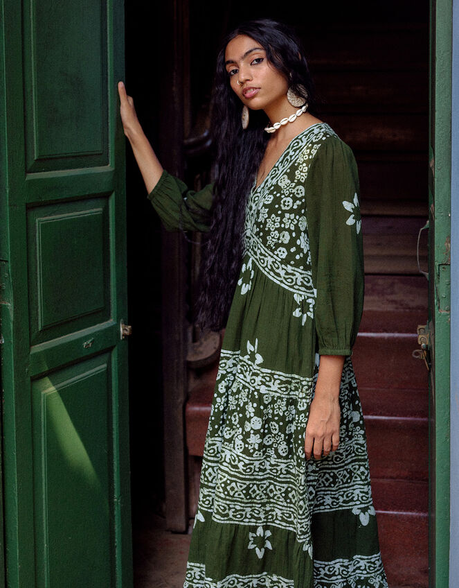 East Christine Gauze Dress, Green (GREEN), large