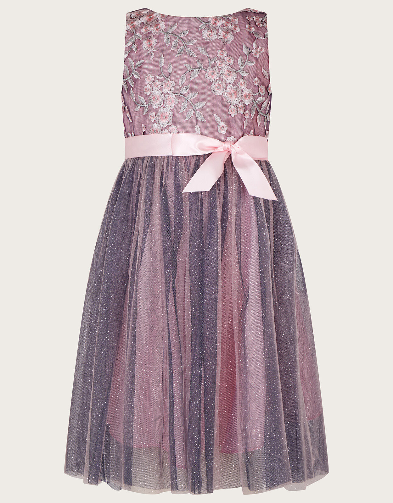 Folklore Embroidered Glitter Dress Pink