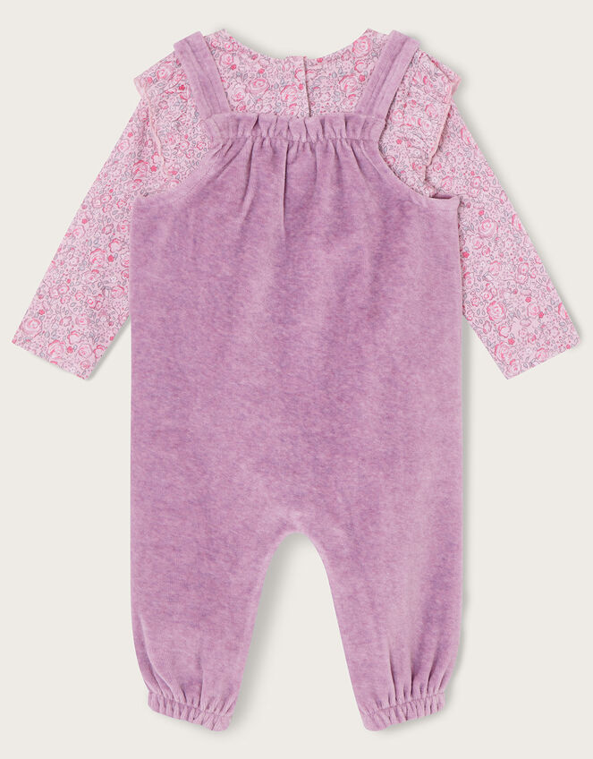 Newborn Ditsy Print Velour Romper Set, Purple (LILAC), large