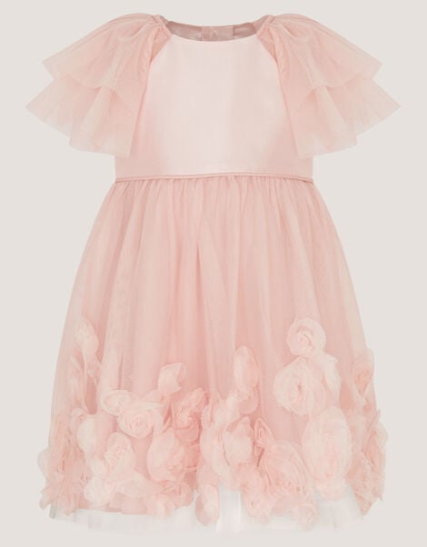 Baby Eden Appliqu&eacute; Rose Tulle Dress, Pink (PINK), large