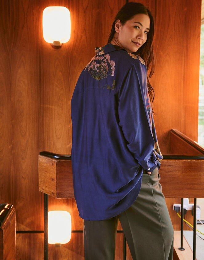 One Hundred Stars Parsley Seed Oversized Shirt, Blue (NAVY), large