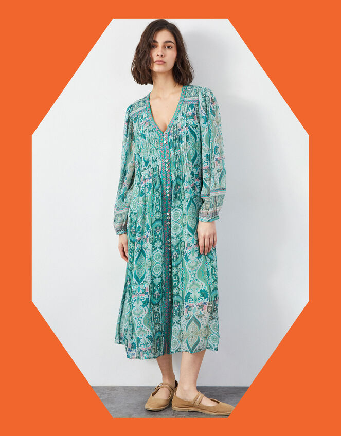 East Malu Printed Tunic Dress, Green (GREEN), large