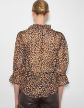 Liza Leopard Print Blouse, Brown (BROWN), large