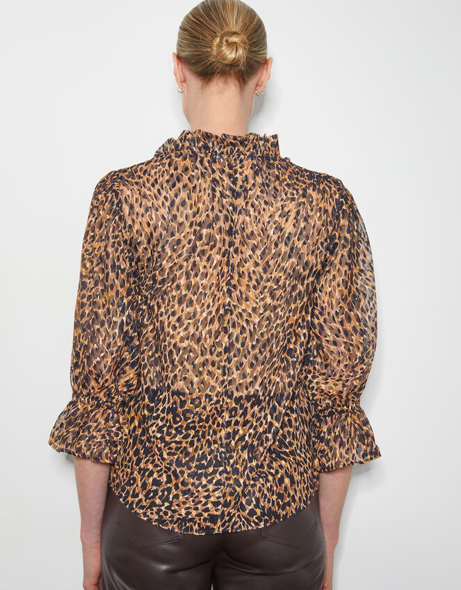 Liza Leopard Print Blouse, Brown (BROWN), large