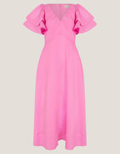 Patricia Ruffle Sleeve Midi Dress, Pink (PINK), large
