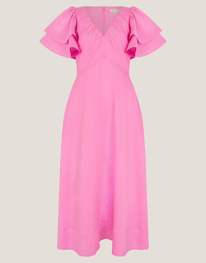 Patricia Ruffle Sleeve Midi Dress, Pink (PINK), large